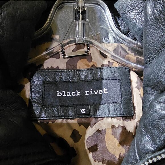 BLACK RIVET Black Leather Jacket - Size XS - Picture 8 of 10